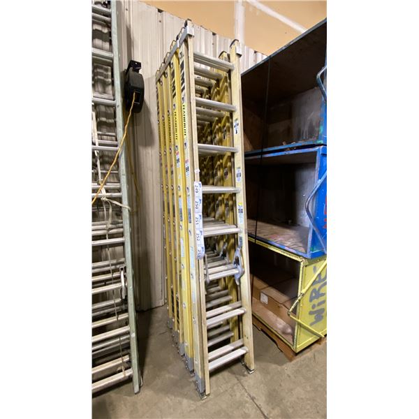 FEATHERLITE 16' YELLOW CARBON FIBER INDUSTRIAL EXTENSION LADDER