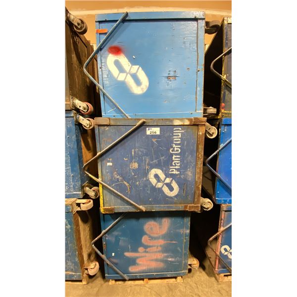 STACK OF 3 INDUSTRIAL 49"L X 31"W X 38"H METAL / WOOD MOBILE PRODUCT BINS *MUST TAKE ALL ON PALLET*