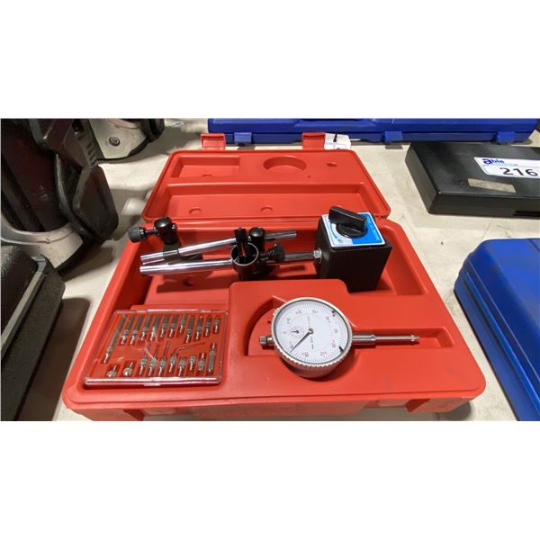 ACCUSIZE INDUSTRIAL 3PC SET- MAGNETIC BASE, DIAL INDICATOR & 22PC INDICATOR POINT KIT IN HARD