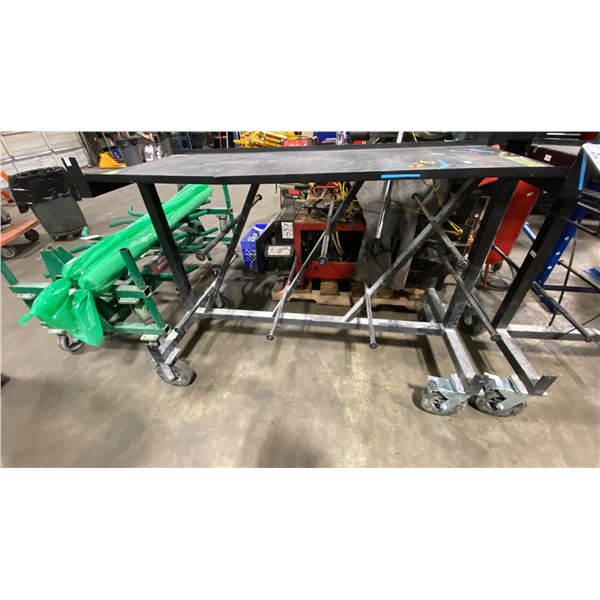 BLACK METAL 60"L X 25"W X 44"H MOBILE INDUSTRIAL MULTI WIRE CART