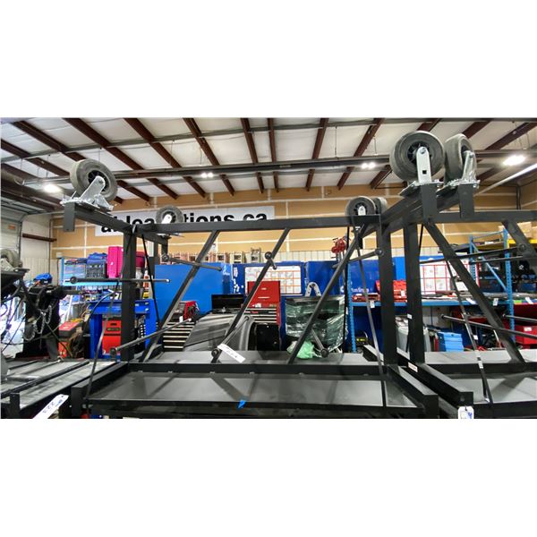 BLACK METAL 60"L X 25"W X 44"H MOBILE INDUSTRIAL MULTI WIRE CART