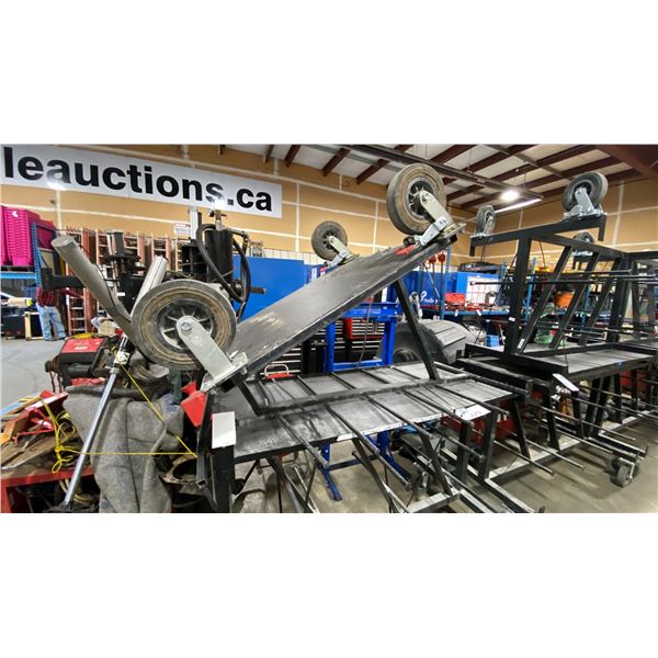 BLACK METAL ANGLED 36"L X 30"W X 40"H MOBILE INDUSTRIAL MULTI WIRE CART