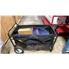 Image 1 : BLACK FABRIC FOLDING WAGON, YIZI GO PORTABLE CHAIR, NEOPRENE TOTE BAG & ASSORTED CHANGE PURSES /