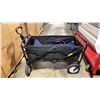 Image 2 : BLACK FABRIC FOLDING WAGON, YIZI GO PORTABLE CHAIR, NEOPRENE TOTE BAG & ASSORTED CHANGE PURSES /
