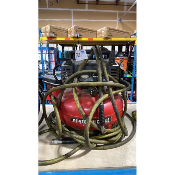 PORTER-CABLE ELECTRIC PORTABLE INDUSTRIAL PANCAKE COMPRESSOR WITH HOSE