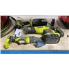 Image 1 : RYOBI ONE PLUS CORDLESS RECIPROCATING SAW, RYOBI ONE PLUS CORDLESS DRILL, RYOBI ONE PLUS TRIANGLE