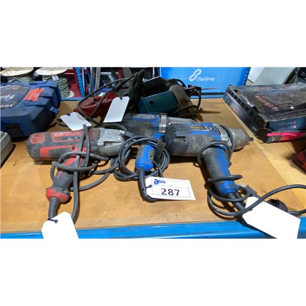 MAKITA JIG SAW, MILWAUKEE RECIPROCATING SAW, MILWAUKEE 3/4" IMPACT WRENCH, & 2 MASTERCRAFT IMPACT
