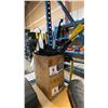 Image 2 : LARGE YELLOW INDUSTRIAL RUBBER MALLET & BOX OF ASSORTED BREAK-IN TOOLS