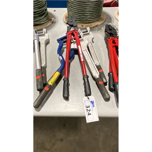 2 CURRENT TOOLS HAND OPERATED INDUSTRIAL PIPE CRIMPING PUNCH TOOL & RED BEN-MORE SWAGGER SLEEVES