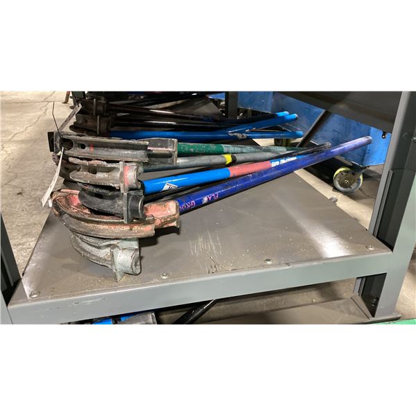 5 ASSORTED SIZE HAND OPERATED INDUSTRIAL PIPE BENDERS