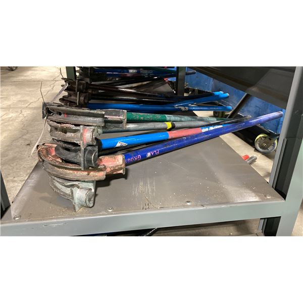 5 ASSORTED SIZE HAND OPERATED INDUSTRIAL PIPE BENDERS