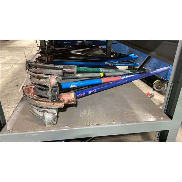 5 ASSORTED SIZE HAND OPERATED INDUSTRIAL PIPE BENDERS