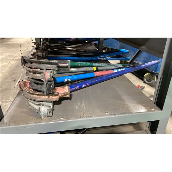5 ASSORTED SIZE HAND OPERATED INDUSTRIAL PIPE BENDERS