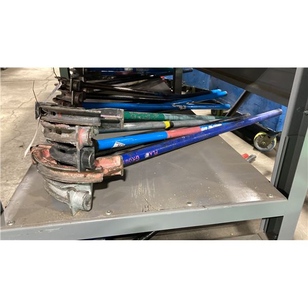 5 ASSORTED SIZE HAND OPERATED INDUSTRIAL PIPE BENDERS