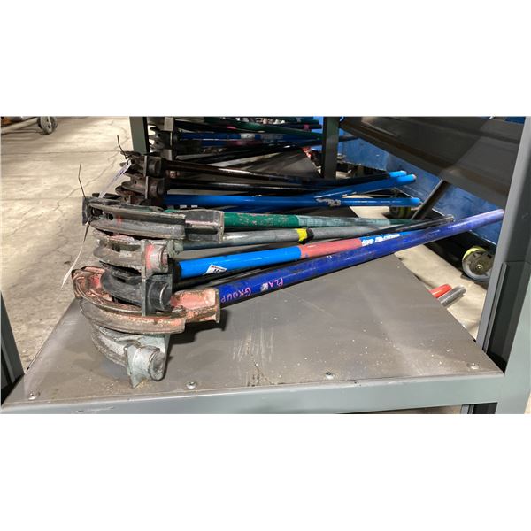 5 ASSORTED SIZE HAND OPERATED INDUSTRIAL PIPE BENDERS