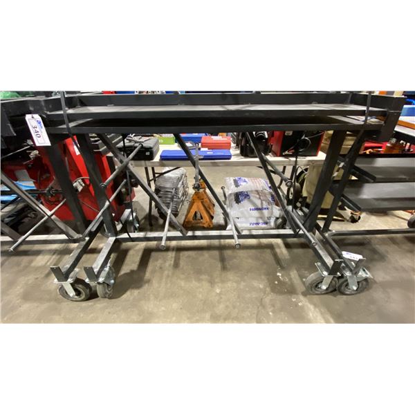 BLACK METAL 60"L X 25"W X 44"H MOBILE INDUSTRIAL MULTI WIRE CART