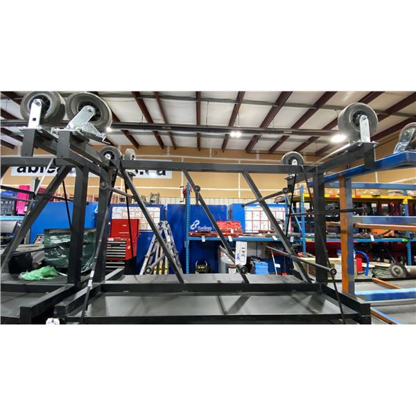 BLACK METAL 60"L X 25"W X 44"H MOBILE INDUSTRIAL MULTI WIRE CART