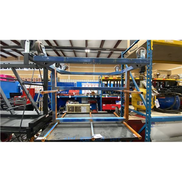 ORANGE METAL 48"L X 30 1/2"W X 41"H MOBILE INDUSTRIAL MULTI WIRE CART