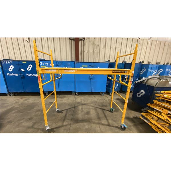 METALTECH YELLOW 6' MOBILE ADJUSTABLE HEIGHT DRYWALLER'S SCAFFOLDING WITH 1,000 LB LOAD CAPACITY