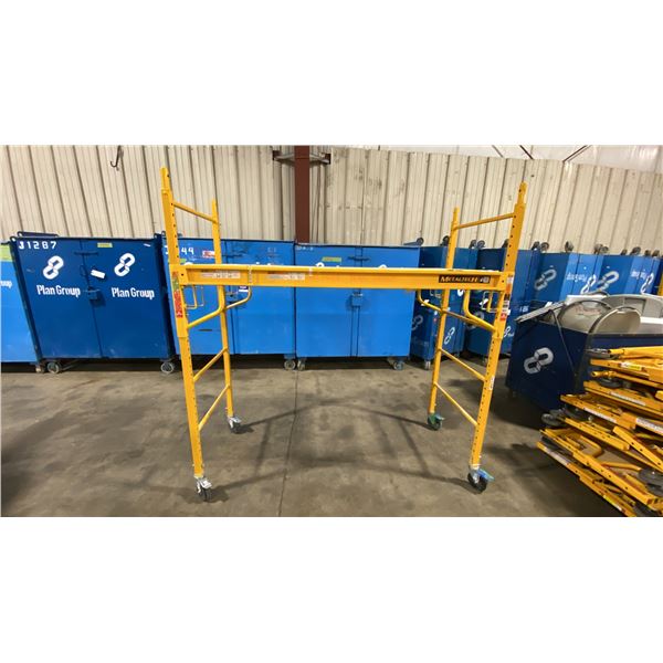 METALTECH YELLOW 6' MOBILE ADJUSTABLE HEIGHT DRYWALLER'S SCAFFOLDING WITH 1,000 LB LOAD CAPACITY