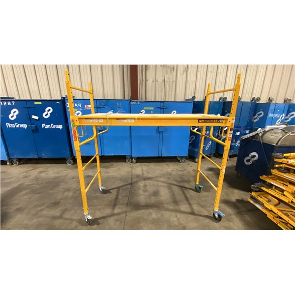 METALTECH YELLOW 6' MOBILE ADJUSTABLE HEIGHT DRYWALLER'S SCAFFOLDING WITH 1,000 LB LOAD CAPACITY