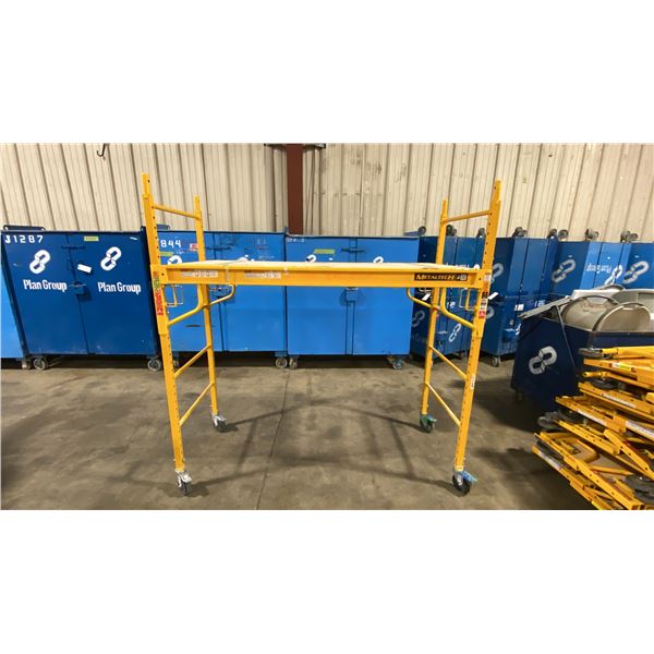 METALTECH YELLOW 6' MOBILE ADJUSTABLE HEIGHT DRYWALLER'S SCAFFOLDING WITH 1,000 LB LOAD CAPACITY