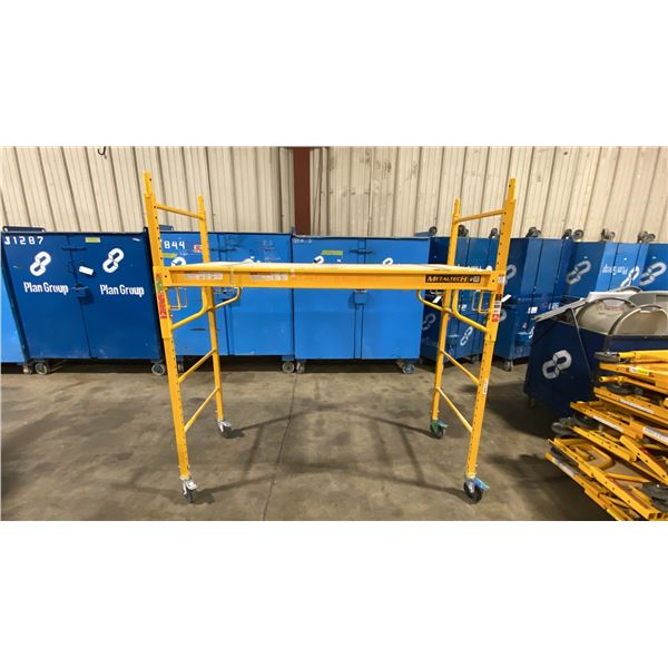 METALTECH YELLOW 6' MOBILE ADJUSTABLE HEIGHT DRYWALLER'S SCAFFOLDING WITH 1,000 LB LOAD CAPACITY