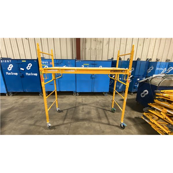 METALTECH YELLOW 6' MOBILE ADJUSTABLE HEIGHT DRYWALLER'S SCAFFOLDING WITH 1,000 LB LOAD CAPACITY