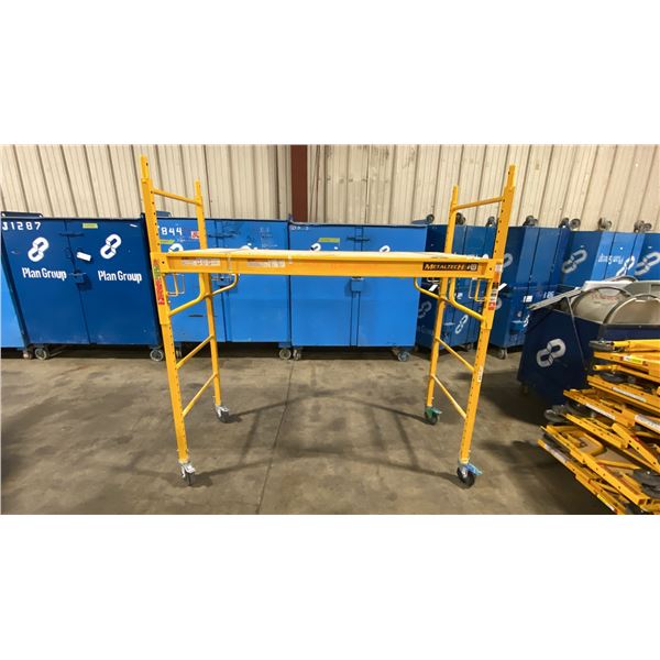 METALTECH YELLOW 6' MOBILE ADJUSTABLE HEIGHT DRYWALLER'S SCAFFOLDING WITH 1,000 LB LOAD CAPACITY