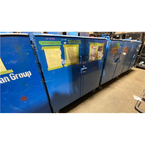 BLUE METAL MOBILE 2 DOOR JOB BOX STORAGE CABINET APPROX 60"W X 24"D X 69"H
