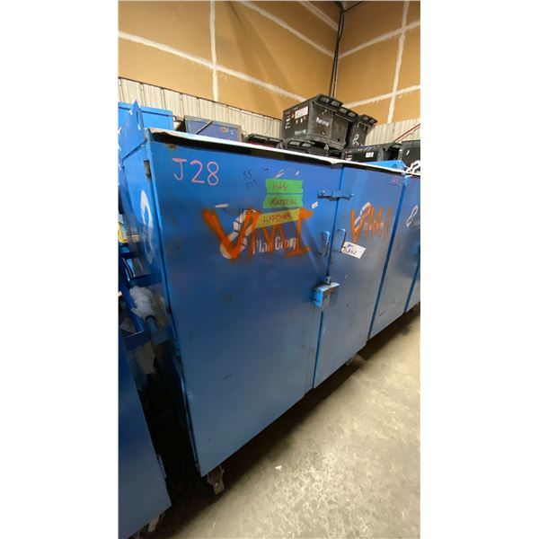 BLUE METAL MOBILE 2 DOOR JOB BOX STORAGE CABINET APPROX 60"W X 24"D X 69"H