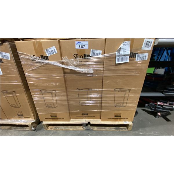 PALLET OF 6 RUBBERMAID COMMERCIAL SLIMJIM 68L STEP-ON WASTE RECEPTACLES *IN BOX*