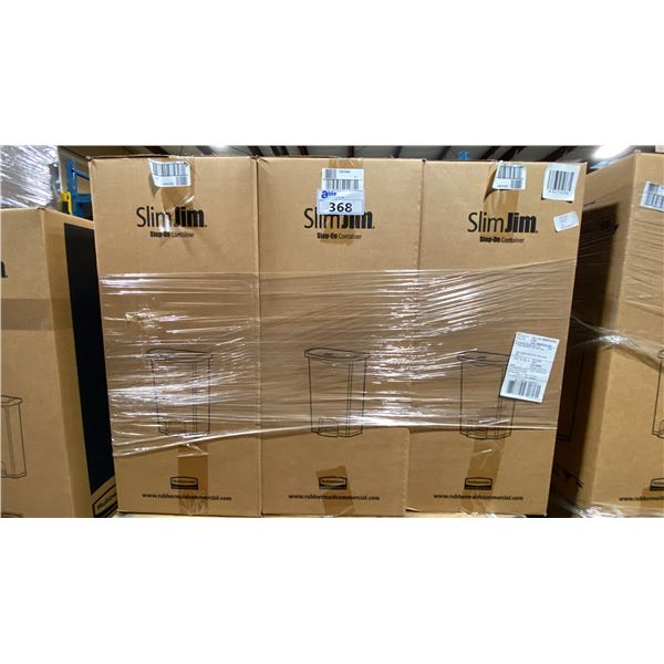 PALLET OF 6 RUBBERMAID COMMERCIAL SLIMJIM 68L STEP-ON WASTE RECEPTACLES *IN BOX*