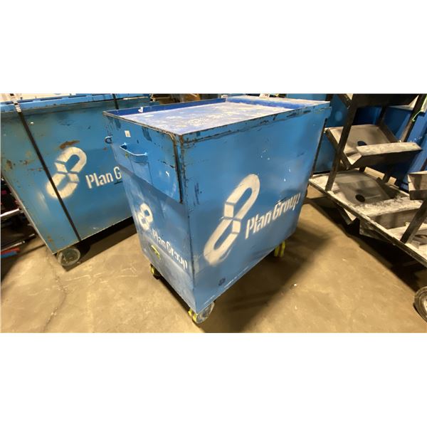 BLUE METAL SINGLE DOOR SINGLE DRAWER HEAVY DUTY MOBILE TOOL STORAGE CHEST