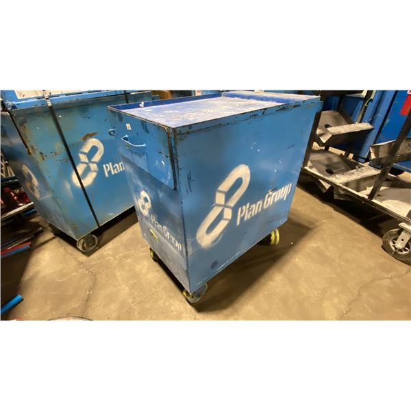BLUE METAL SINGLE DOOR SINGLE DRAWER HEAVY DUTY MOBILE TOOL STORAGE CHEST
