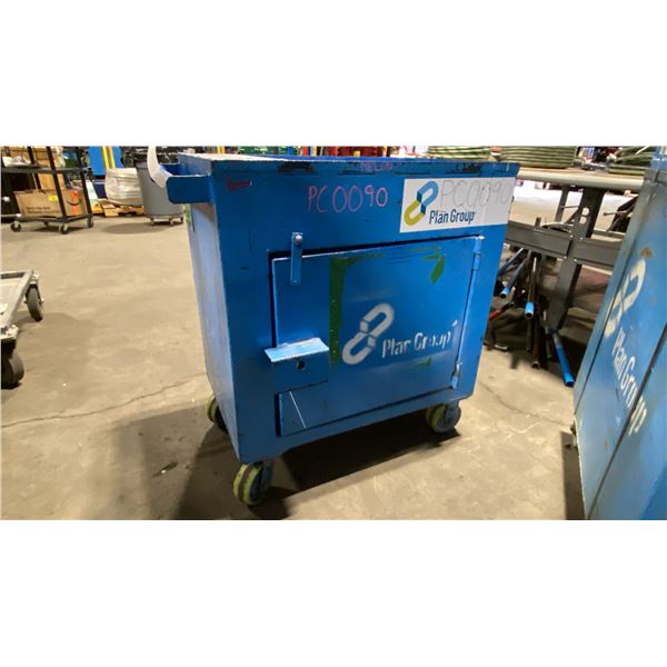 BLUE METAL SINGLE DOOR SINGLE DRAWER HEAVY DUTY MOBILE TOOL STORAGE CHEST