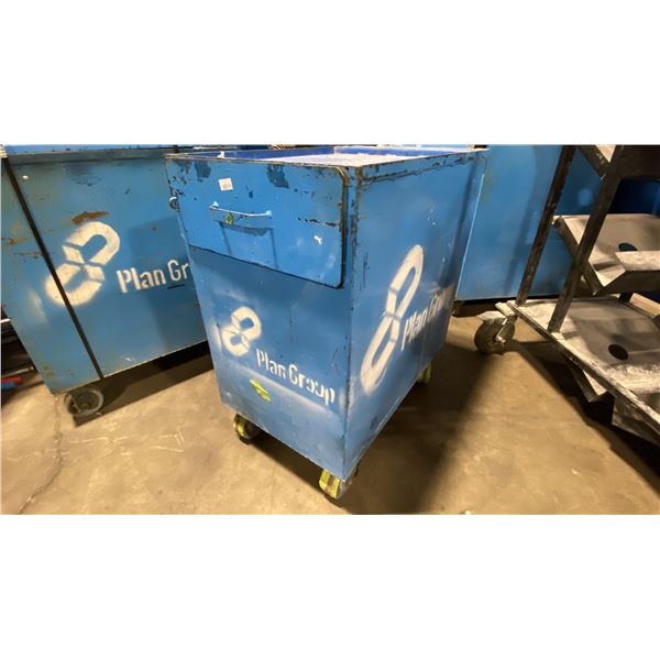 BLUE METAL SINGLE DOOR SINGLE DRAWER HEAVY DUTY MOBILE TOOL STORAGE CHEST