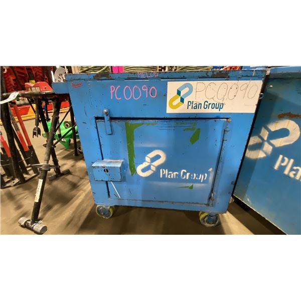 BLUE METAL SINGLE DOOR SINGLE DRAWER HEAVY DUTY MOBILE TOOL STORAGE CHEST