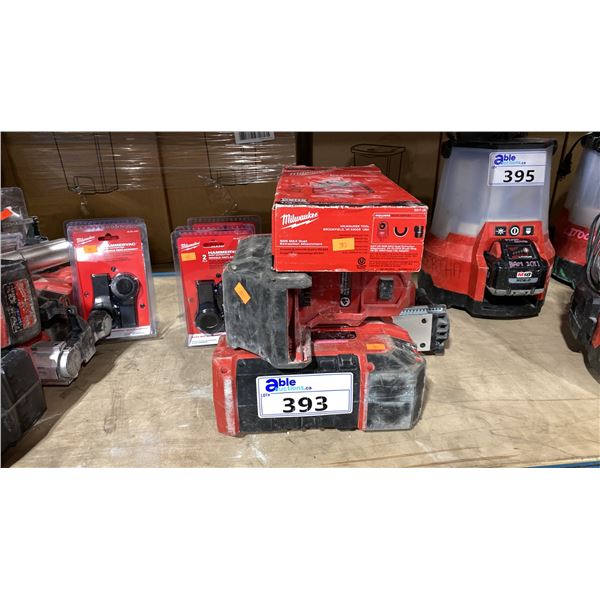 3 MILWAUKEE HAMMERVAC DEDICATED DUST EXTRACTORS, SDS MAX DUST EXTRACTION ATTACHMENT & 3 PACKS OF