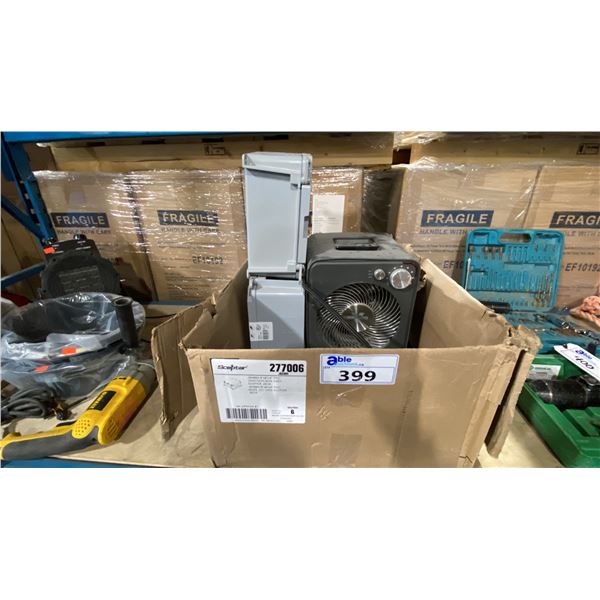 2 GREY PLASTIC JUNCTION BOXES, VORNADO ELECTRIC SPACE HEATER & COVER PLATES