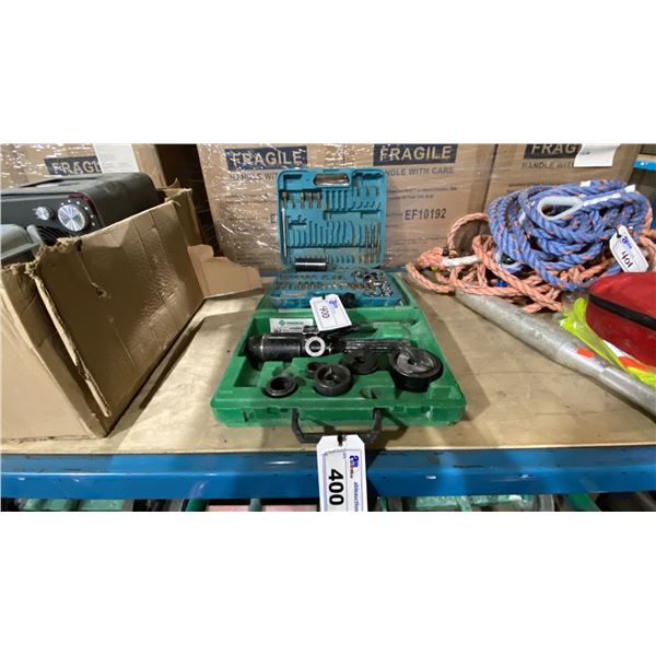 GREENLEE QUICK DRAW HYDRAULIC PUNCH DRIVE IN HARD TRANSPORT CASE & MAKITA BIT/SOCKET SET *MISSING