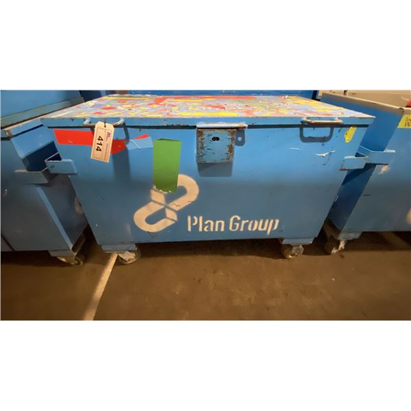 BLUE METAL MOBILE JOB BOX APPROX 46.5"L X 27"D X 34"H