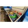 Image 1 : LARGE GROUP OF ASSORTED EXTENSION CORDS & SAFETY TAPE *JOB BOX NOT INCLUDED*