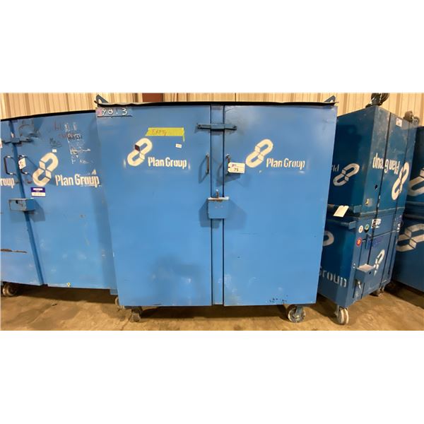 BLUE METAL MOBILE 2 DOOR JOB BOX STORAGE CABINET APPROX 60 W X 24 D X 69 H