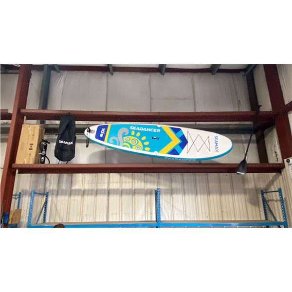 SEAMAX SEADANCER 108 BLUE 10'8" INFLATABLE STAND UP RIGID PADDLE BOARD WITH BACKPACK, COLLAPSIBLE