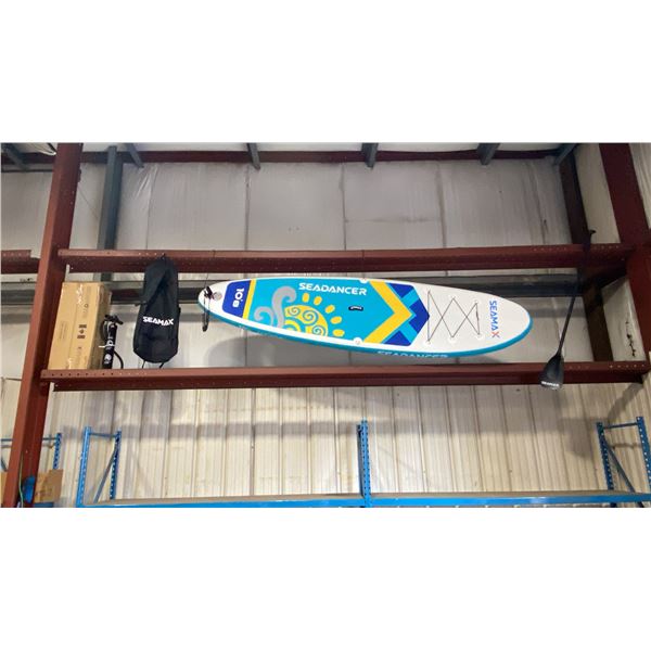 SEAMAX SEADANCER 108 BLUE 10'8" INFLATABLE STAND UP RIGID PADDLE BOARD WITH BACKPACK, COLLAPSIBLE