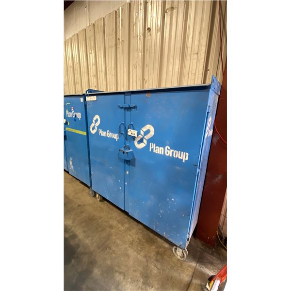 BLUE METAL MOBILE 2 DOOR JOB BOX STORAGE CABINET APPROX 60"W X 24"D X 69"H