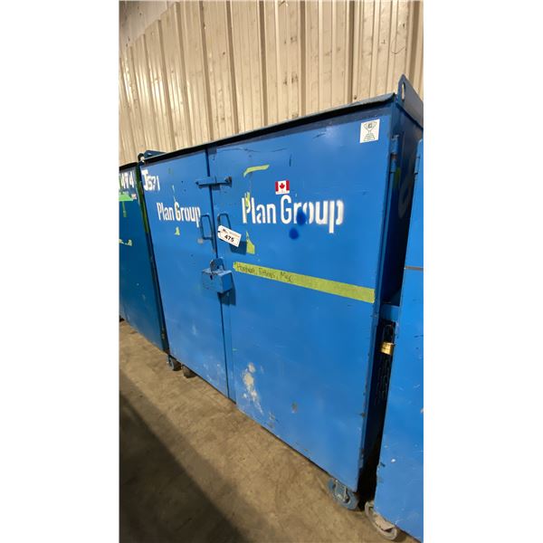 BLUE METAL MOBILE 2 DOOR JOB BOX STORAGE CABINET APPROX 60"W X 24"D X 69"H