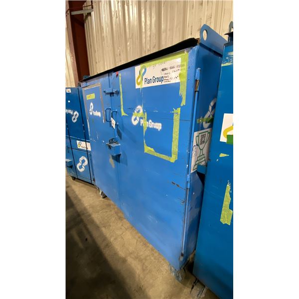 BLUE METAL MOBILE 2 DOOR JOB BOX STORAGE CABINET APPROX 60"W X 24"D X 69"H