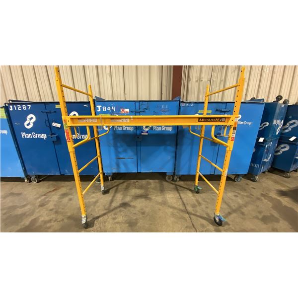 METALTECH YELLOW 6' MOBILE ADJUSTABLE HEIGHT DRYWALLER'S SCAFFOLDING WITH 1,000 LB LOAD CAPACITY